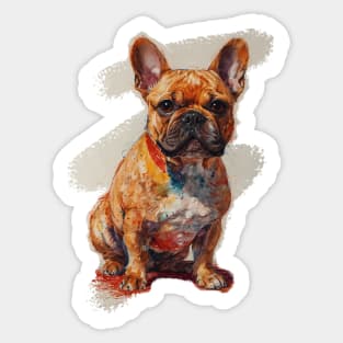 Pencil Sketch Style Red Brindle French Bulldog Sticker